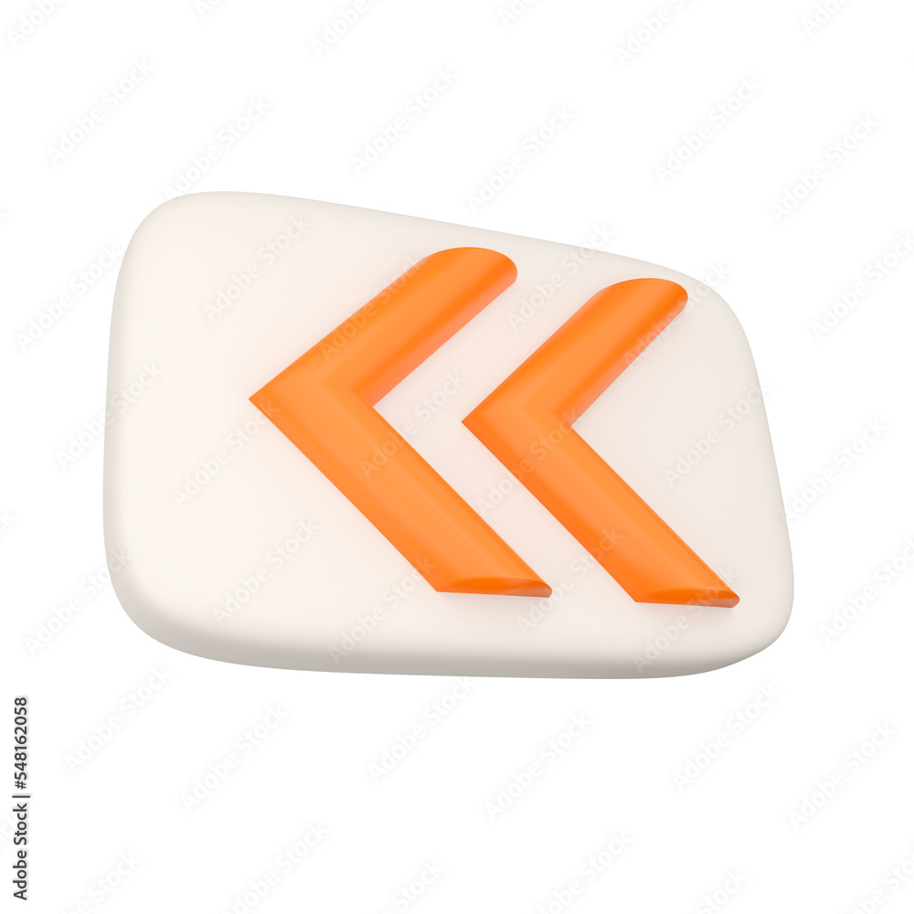 Aufkleber previous button. 3d rendering.