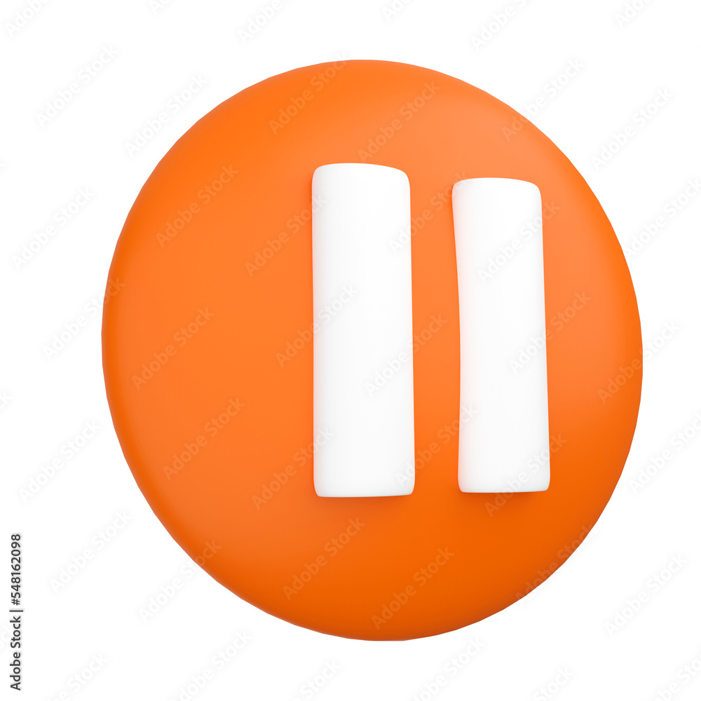Aufkleber pause button. 3d rendering.