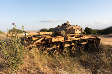 Abandoned tank on the Golan Heights