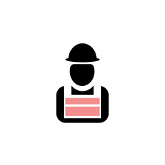 Construction worker vector icon on white background