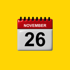 november 3d calendar vector design. november calendar design template. 3d calendar design vector illustration