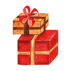 Christmas gifts watercolor illustration
