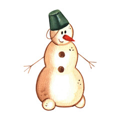 Snowman watercolor illustration