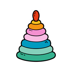 Vector icon illustration of doodle pyramid for children and scrap book