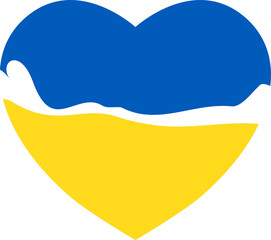 Flag of Ukraine in the shape of a heart. A symbol of solidarity with Ukraine during the war with Russia. Vector illustration.