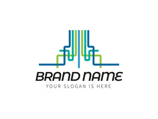 Colored lines, abstract business logo icon design template.