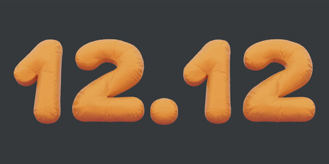12.12 sale golden inflatable Helium foil numbers bread balloons style. vector illustration eps10