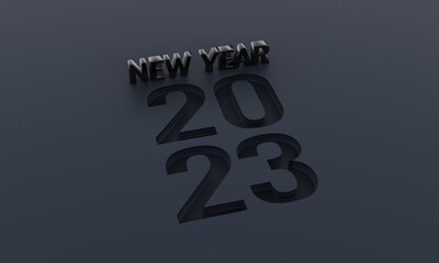 3d render top view new year 2023 on 3d rendering