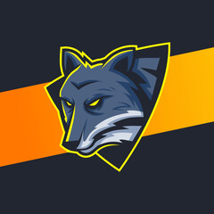 wolves head mascot esport logo design, wolf character for sport and gaming