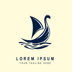 Viking ship icon logo design illustration vector