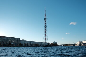 Fototapeta na wymiar TV Tower on the Petrogradskaya side, Saint Petersburg, Russia