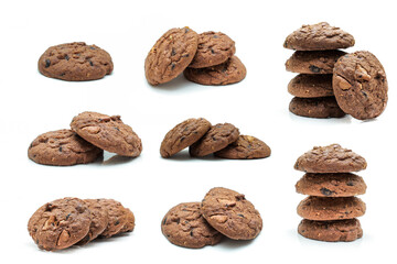 Fototapeta na wymiar Chocolate chip cookies isolated on white background