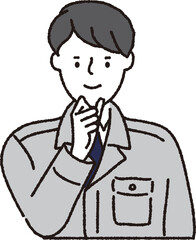 作業着姿の男性_なるほど