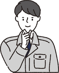 作業着姿の男性_なるほど