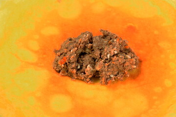 Thin pancakes with meat filling. Stuffed pancakes on a white background