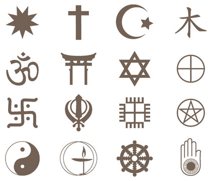 Religious symbols isolated set