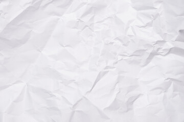 White crumpled paper texture background, clean white wrinkled paper, top view..