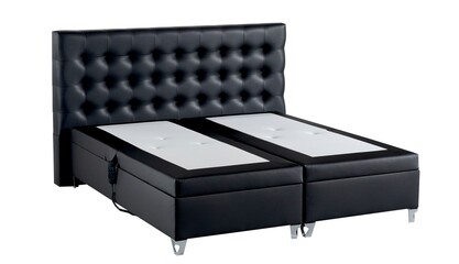 Black color boxspring mattress set , headboard bed base, electric boxspring. black artificial leather, Isolated mattress.