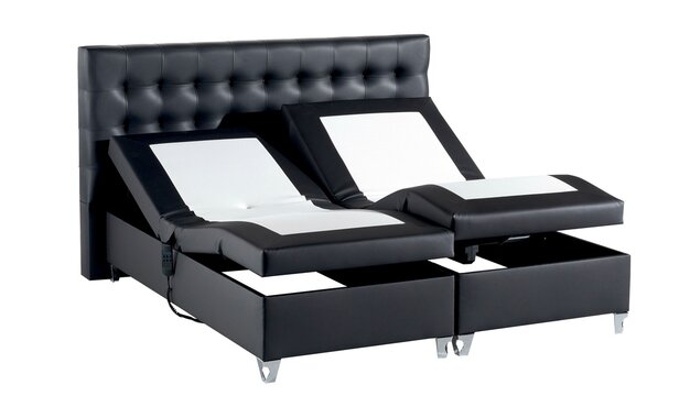 Black color boxspring mattress set , headboard bed base,
electric boxspring. black artificial leather.