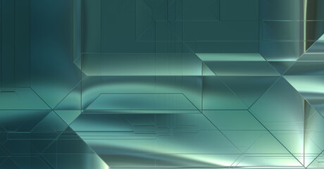 Glossy satin finish surface technology 3D pattern. Metallic panel texture with luxurious reflection. Polished geometric metal reflective futuristic material for background, wallpaper, spaceship hull.