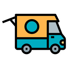 camper food truck filled outline icon