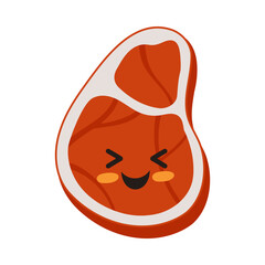 Beef Steak with Cute Smiling Face as Ketogenic Diet Food Vector Illustration