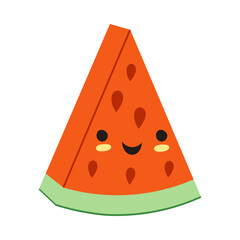 Watermelon Fruit with Cute Smiling Face as Ketogenic Diet Food Vector Illustration