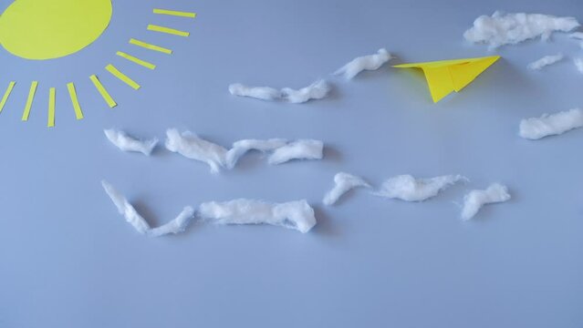 airplane flying in the sky stop motion 