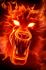 Fototapeta premium fire devil, engulfed in flames - digital drawing