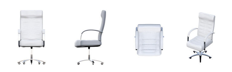 Fototapeta na wymiar office chair isolated on white background, interior furniture, 3D illustration, cg render