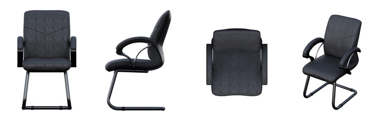office chair isolated on white background, interior furniture, 3D illustration, cg render