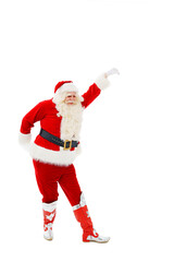 cheerful dancer Santa Claus on a white background Christmas.