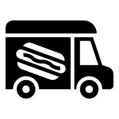 hotdog food truck glyph icon