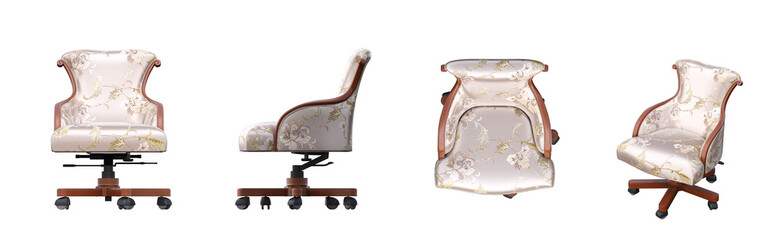 office chair isolated on white background, interior furniture, 3D illustration, cg render