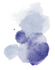 Watercolor realistic texture in PNG with transparent background. Shadow of purple watercolor splashes. Purple watercolor texture background