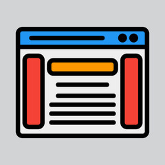 Sidebar icon in filled line style about browser, use for website mobile app presentation