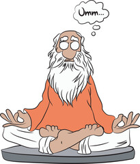Guru meditation Funny Ummm cartoon Vector illustration 