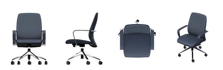 office chair isolate on a transparent background, interior furniture, 3D illustration, cg render
