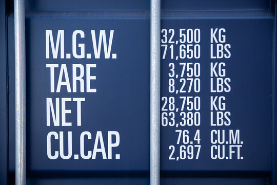 text details shown on a CSC plate by the Convention for Safe Containers for transport cargo shipping