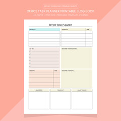 Office Task Planner Printable | Office Task Diary Journal | Notebook Printable Template