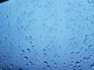 water drops on blue