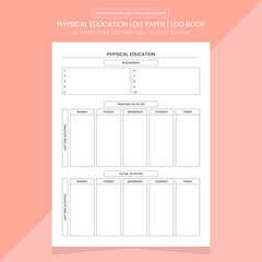 Physical Education Diary Journal | Physical Education Log Book | Physical Education Notebook Printable Template