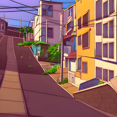 街の風景、アニメのような世界観