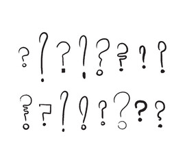 Doodle sketch question marks vector collection on white background