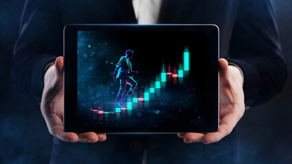 Online stock exchange concept. Businessman trading online stock market