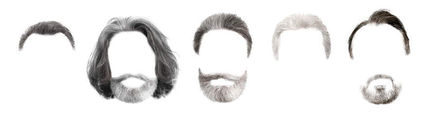 Set of different man's hairstyles for designers isolated on white