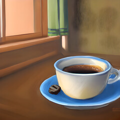 アニメの世界観のようなコーヒーのイラスト