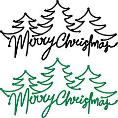 Fototapeta na wymiar Merry Christmas Holiday Greetings Card with Handwritten Text on White Background Vector EPS 