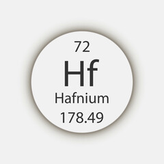 Hafnium symbol. Chemical element of the periodic table. Vector illustration.
