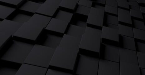 3D illustration of a dark background with blocks and added effects